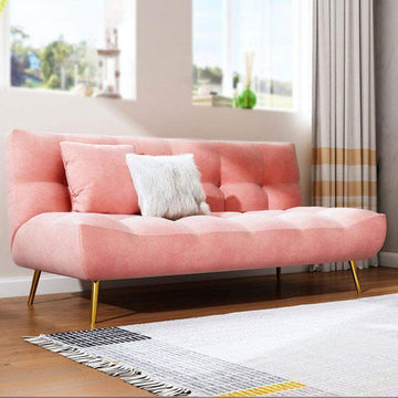 71" Pink Sleeper Sofa Bed Convertible Sofa Couch Velvet Upholstery-Richsoul-Daybeds,Furniture,Living Room Furniture